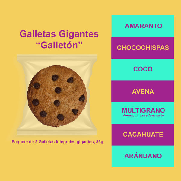 Paq. 2 galletas Gigantes "Galletón" genéricas, 83g